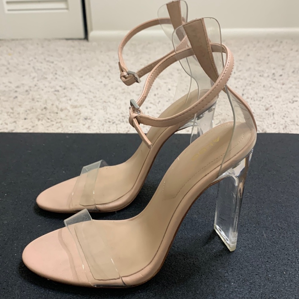 Aldo Perspex Heeled Sandals. Size US 6/6.5